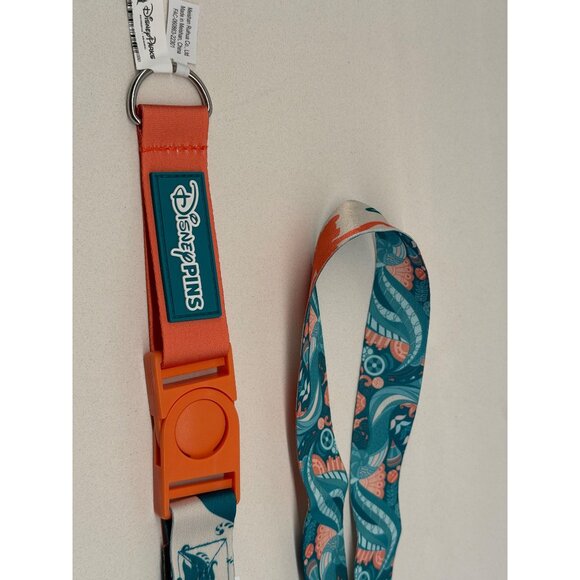 NWT Disney Parks Little Mermaid Ariel Reversible Trading Lanyard Orange Strap - Picture 2 of 4